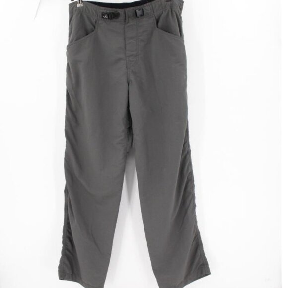 prana pants men's medium 34x32 Ecliptic Gray Pockets Belted Elastic Waist nylon - Picture 1 of 14